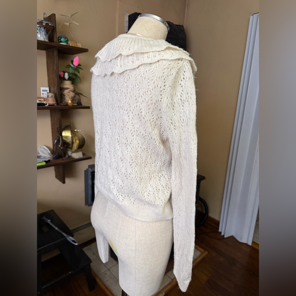MANGO Openwork Baby Doll Neck Cardigan in size Small - Picture 10 of 16